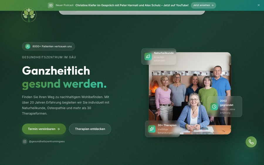 Website Gesundheitszentrum im Gäu