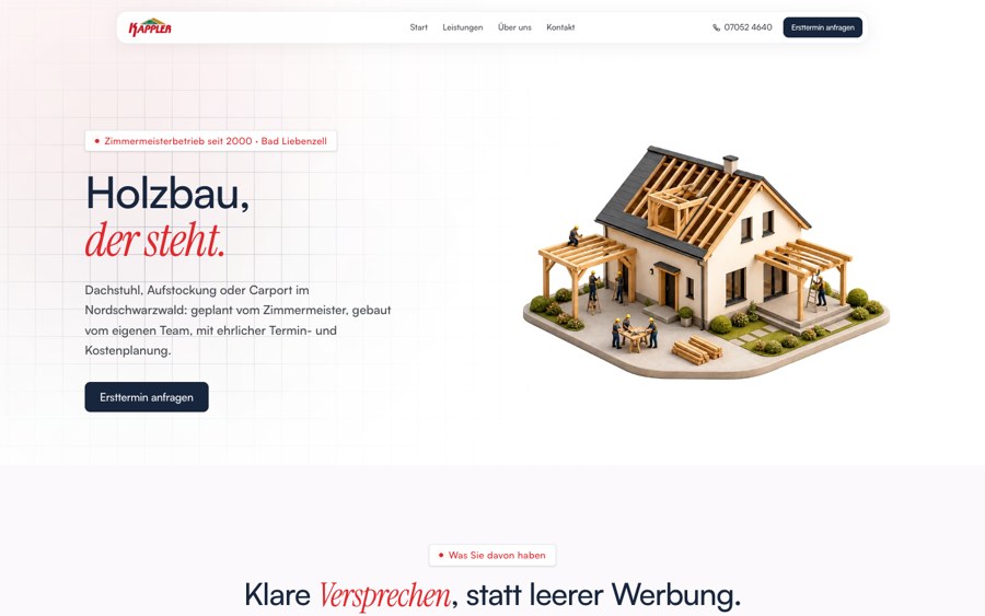 Website Zimmerei Kappler